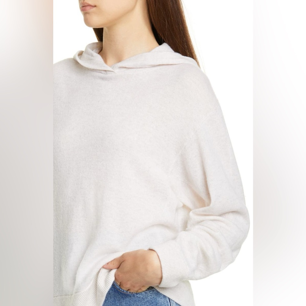 NWT Vince Cashmere Overlap Hoodie Sweater In Heather White